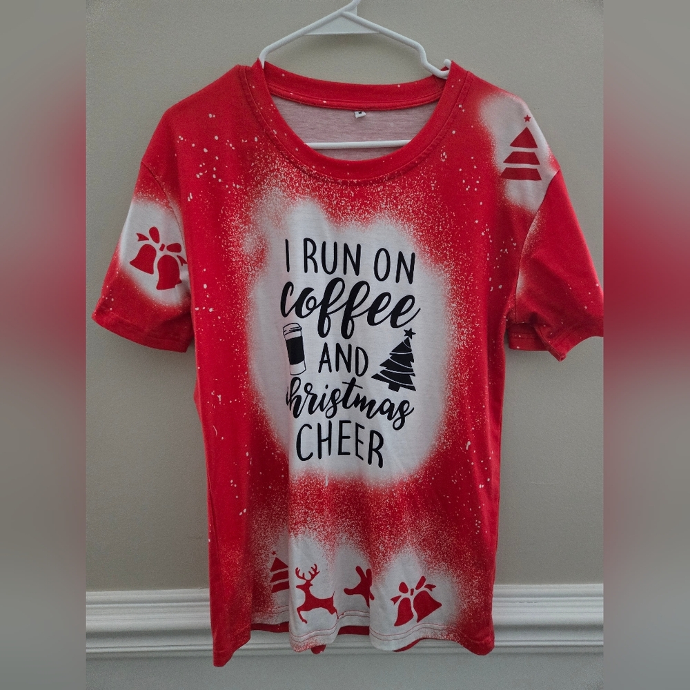 💗💗Lukycild Coffee Christmas Short Sleeve Tshirt Womens Size Medium